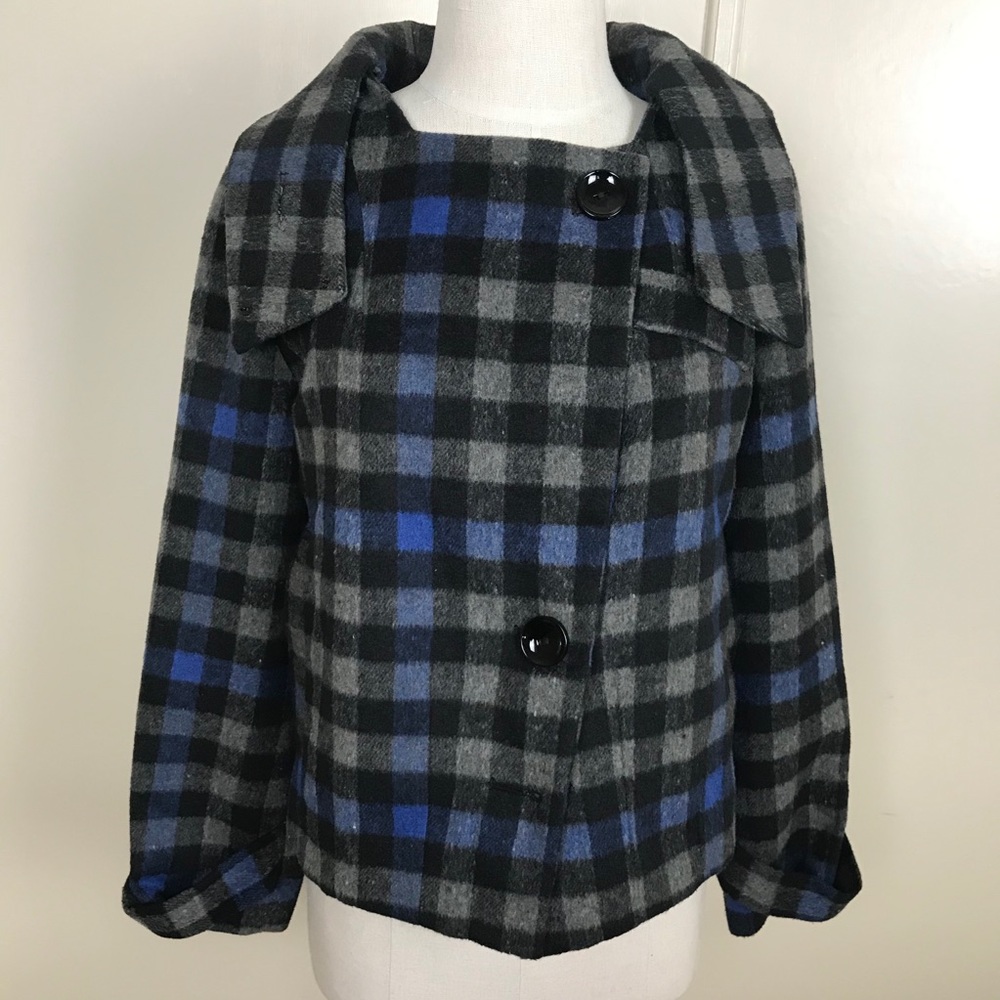 Buffalo Plaid Checkered Wool Blend Coat